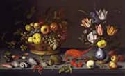Still Life with Fruit and Flowers 1620 By Balthasar van der Ast