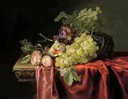 A Still Life with Grapes Plums Figs and a Melon By Willem van Aelst