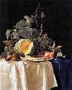 Still Life with Fruit and Crystal Vase By Willem van Aelst