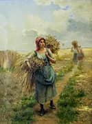 Young Woman Harvesting Wheat, 1853 By Georges Laugee
