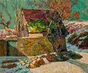 The Cabin in Jassat, Auvergne, Sun Effect on Snow By Victor Charreton