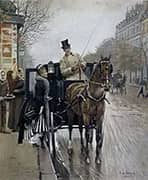 Elegant Woman in a Carriage in Paris By Jean Beraud