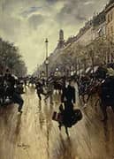 Four PM at the Carrefour Drouot and the Grand Boulevard By Jean Beraud