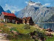 Norwegian Fjord with Goats By Hans Dahl