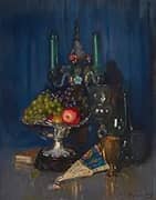 A Still Life of Fruit and Objects on a Table Top By Patrick Adam