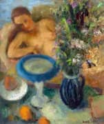 Girl with Flower Bouquet 1936 By Elemer Vass