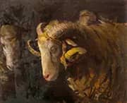 Rams Head and Ewe 1880 By Heinrich von Zugel