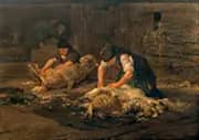 The Sheep Shearing By Heinrich von Zugel