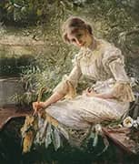 A Young Woman, Marie Triepcke, Sitting in a Boat By Bertha Wegmann