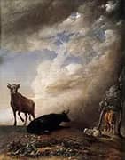 Cattle and Sheep in a Stormy Landscape By Paulus Potter