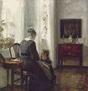 A Mother and Child in an Interior By Carl Holsoe