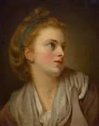 Young Girl with Green Hair Band By Jean Baptiste Greuze