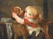 A Young Boy with a Dog By Jean Baptiste Greuze