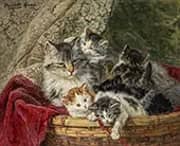 A Basket of Mischief By Henriette Ronner Knip