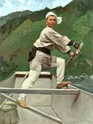 Steersman on the Hozu Rapids Japan By Gerald Festus Kelly
