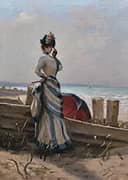 An Elegant Woman by the Sea By Edouard Bisson