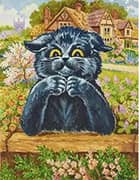 Black Cat In A Garden By Louis Wain