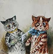 Cat Opens Champagne By Louis Wain