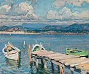 Fishing Boats and Jetty Le Brusc c1912 By Emanuel Phillips Fox