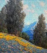 California Poppies and Eucalyptus By Granville Redmond