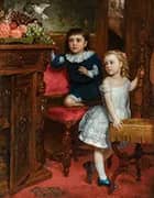 Two Children and a Bird 1877 By Seymour Joseph Guy