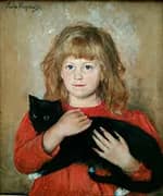 Girl with Cat 1887 By Hans Heyerdahl