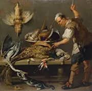 Cook at a Kitchen Table with Dead Game By Frans Snyders