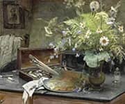 Arrangement with Field Bouquet and Artists Palette By Bertha Wegmann