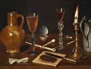 Still Life with Burning Candle a Clay Pipe By Clara Peeters