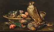 Still Life with a Peregrine Falcon and Birds By Clara Peeters