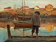 Young Boy Fishing 1890 By Carl Wilhelmson