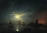 Moonlit Riverscape By Petrus van Schendel