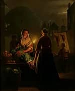 Vegetable Market by Candlelight By Petrus van Schendel