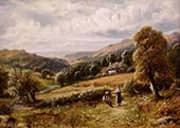 Landscape of Figures near a Cottage By Robert John Hammond
