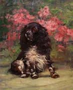 A Cocker Spaniel with Pink Azaleas By Elizabeth Rockefeller Strong
