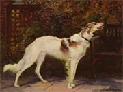 Borzoi Beside a Garden Bench By Elizabeth Rockefeller Strong
