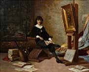 Self Portrait in the Studio By Amos Cassioli