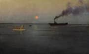 Rosy Moon off Charleston Harbor By Birge Harrison