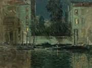 A Venetian Canal at Night By Paul Cornoyer