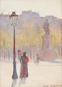 Figures on a City Street By Paul Cornoyer