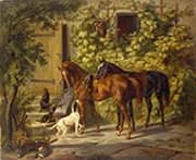 Horses at the Porch 1843 By Albrecht Adam