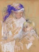 Study of a Mother and Child By Beatrice How