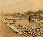 Houtvlotten in de Sneeuw bij de Zandhoek By George Hendrik Breitner