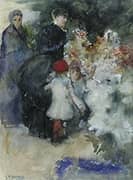 Two Ladies with Children at a Flower Market By George Hendrik Breitner