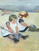 Children Playing on the Beach By Mary Cassatt
