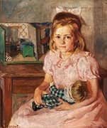 A Girl in Pink Dress with her Doll By Gad Frederik Clement