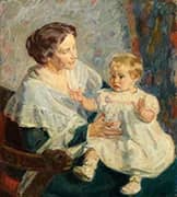 Interior with Mother Sitting with her Child in her Lap By Gad Frederik Clement
