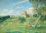 Southern Landscape with Two Women in the Green By Gad Frederik Clement