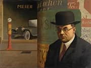 Self Portrait in Front of the Advertising Column 1926 By Georg Scholz