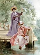 Elegant Ladies Fishing By Georges Clairin